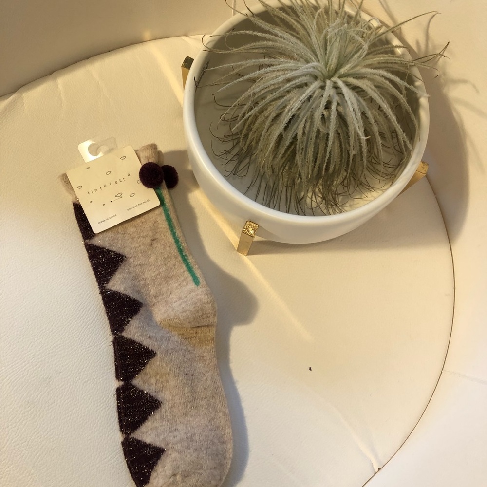 Anthropologie wool blend sock w/ Pom Pom NWT
